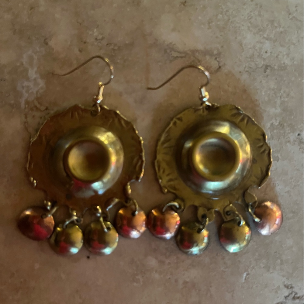 Shimmering Metal Hanging Earrings